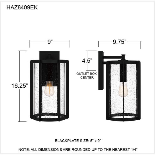 Hazel 1 Light 16 inch Earth Black Outdoor Wall Lantern