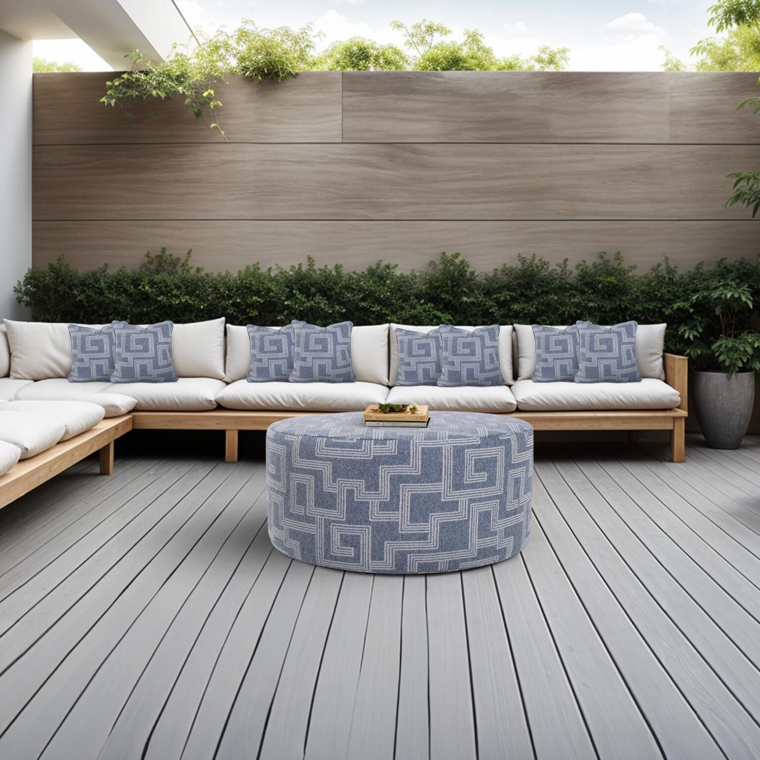 Syros Universal 18 inch Denim Outdoor Ottoman