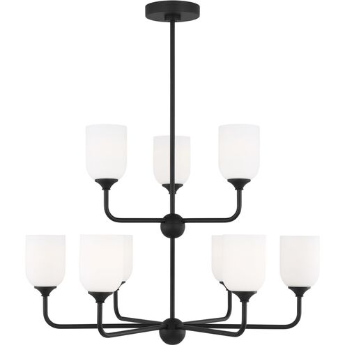 Emile 9 Light 30 inch Midnight Black Chandelier Ceiling Light
