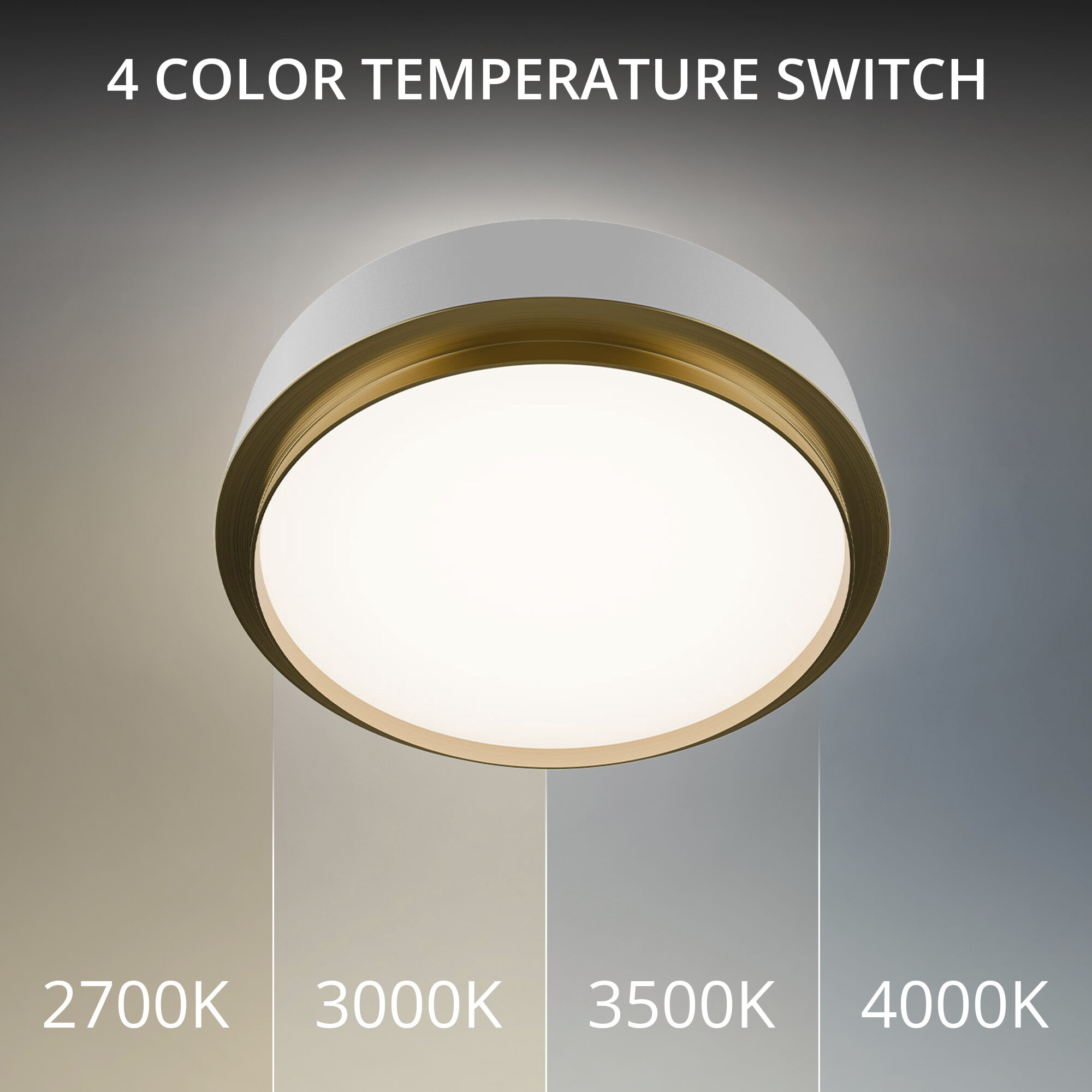 Salvo LED 15 inch White and Aged Brass Flush Mount Ceiling Light in 4000K, White/Aged Brass, dweLED