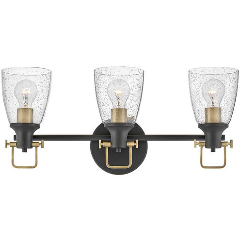 Easton 3 Light 24 inch Black with Heritage Brass Vanity Light Wall Light