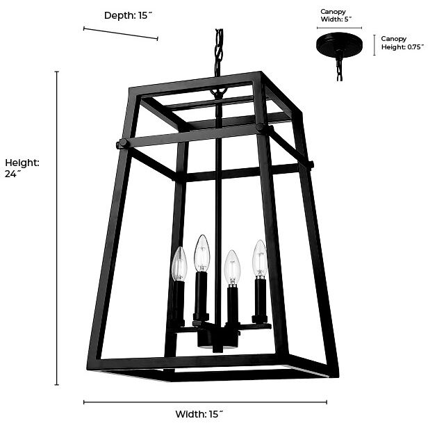 Tellsa 4 Light 15 inch Matte Black Pendant Ceiling Light