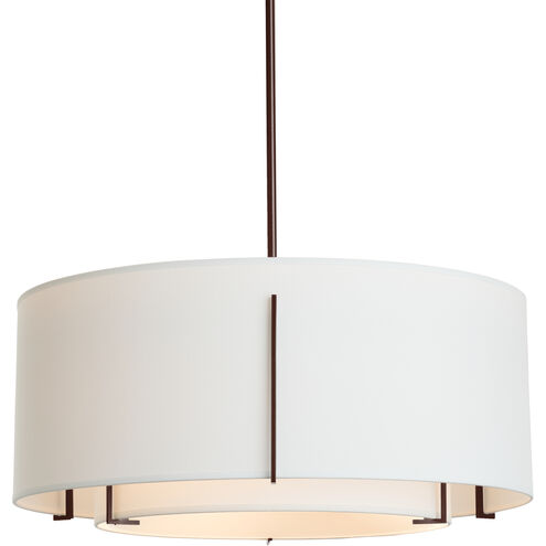 Exos 3 Light 28 inch Mahogany Pendant Ceiling Light in Natural Anna Inner with Natural Anna Outer, Incandescent, Large,Standard Pipe