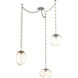Cosmos 3 Light 17 inch Beige Silver Swag Multi-Pendant Ceiling Light in Amber, Oval Chain