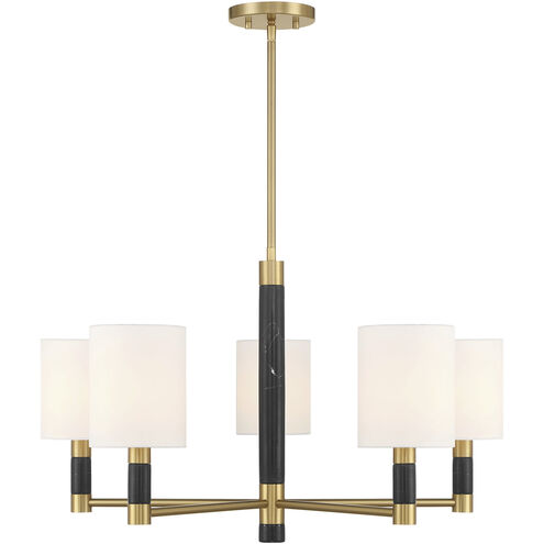 Conrad 5 Light 28 inch Warm Brass with Black Marble Chandelier Ceiling Light
