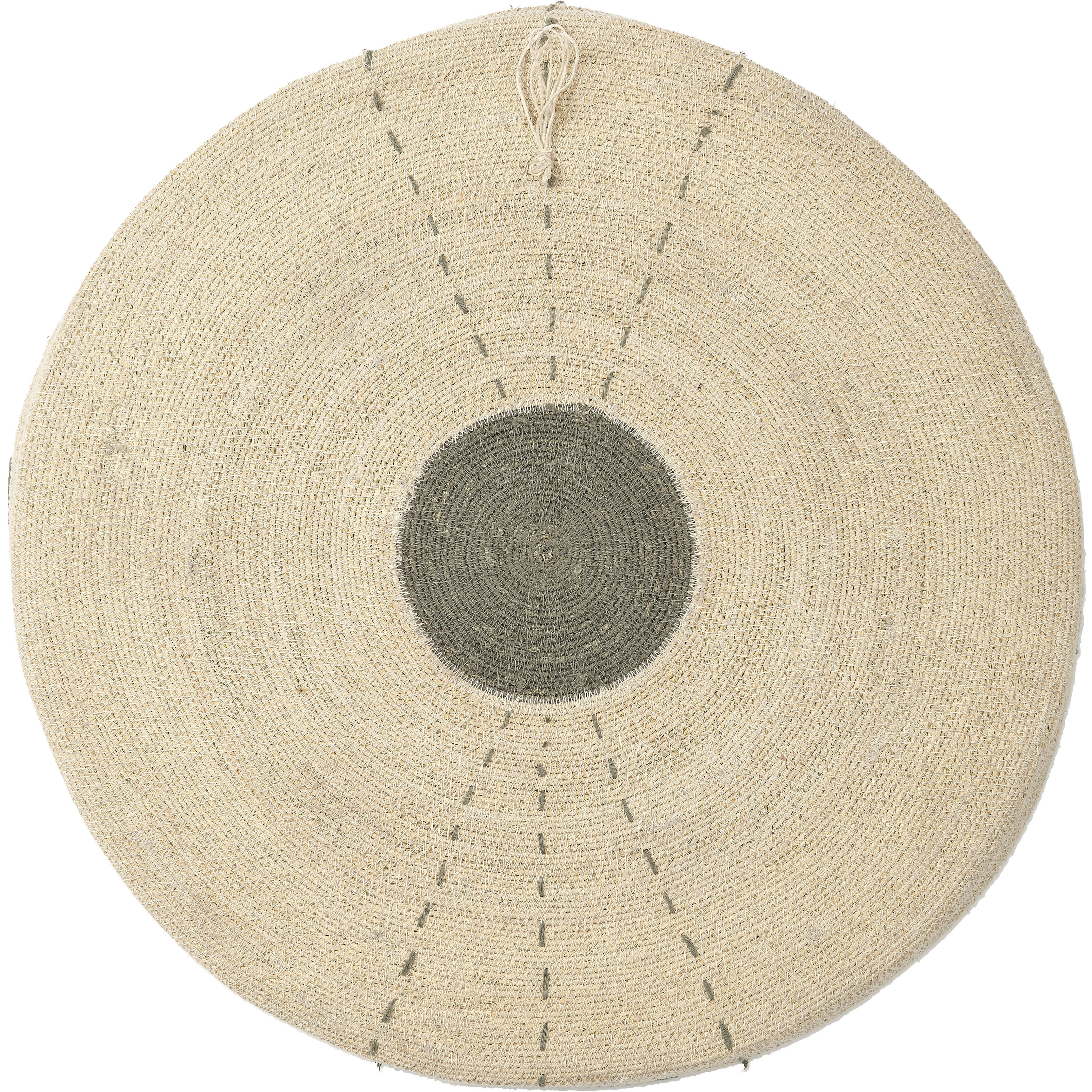 Sundial Natural Seagrass with Teal Accent Wall Art