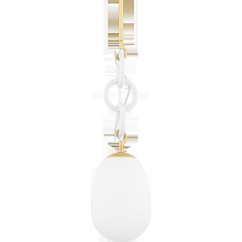 Marina 1 Light 9 inch Aged Brass/Textured White Combo Pendant Ceiling Light