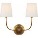 Thomas O'Brien Vendome 2 Light 18 inch Hand-Rubbed Antique Brass Double Sconce Wall Light in Linen