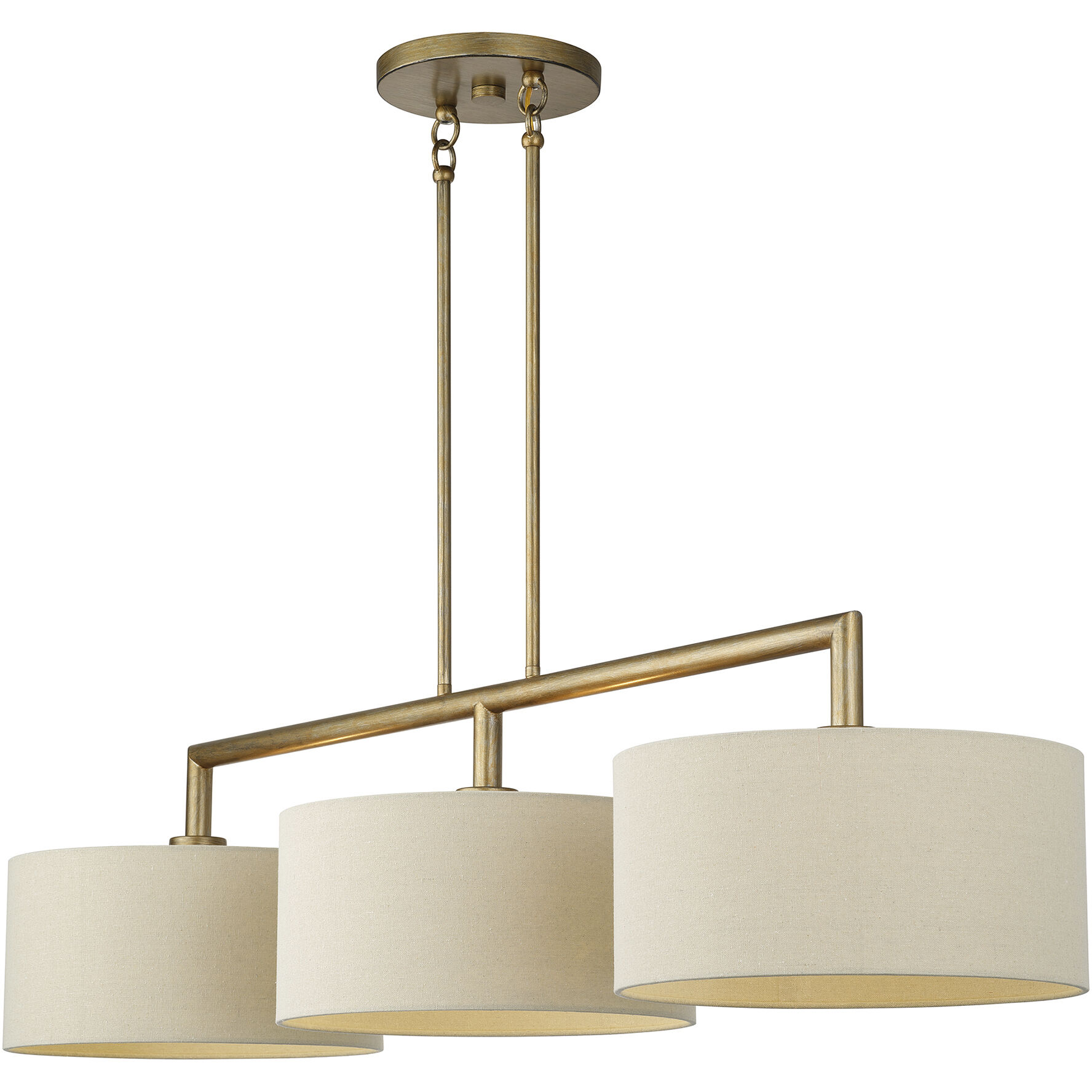 Bellingham 3 Light 51 inch Antique Gold Leaf Linear Chandelier Ceiling Light, Extra Large