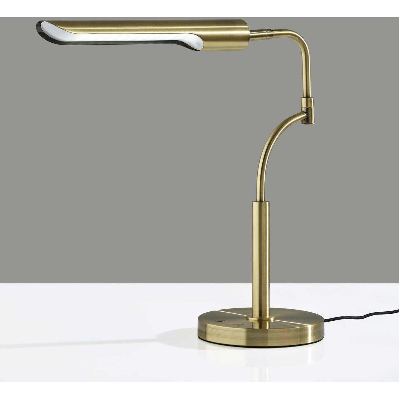 Zane 17 inch 10.00 watt Antique Brass Desk Lamp Portable Light, with Smart Switch