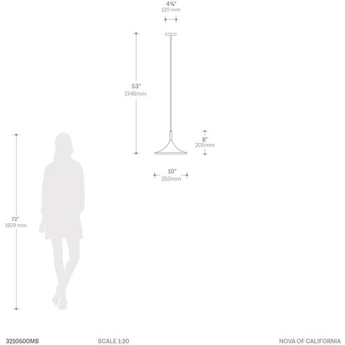 Lodi LED 13 inch Matte Black and Walnut Pendant Ceiling Light