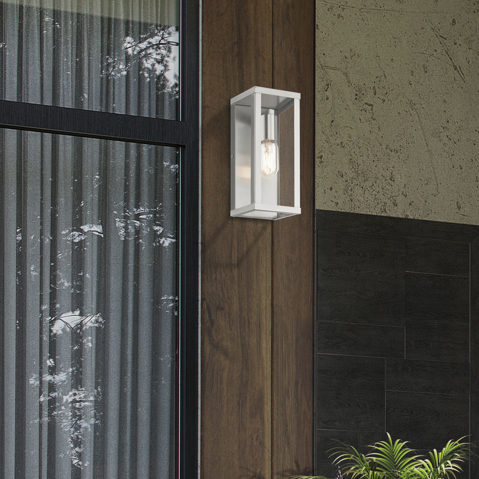 Gaffney 1 Light 11 inch Brushed Nickel Outdoor Wall Lantern, Medium