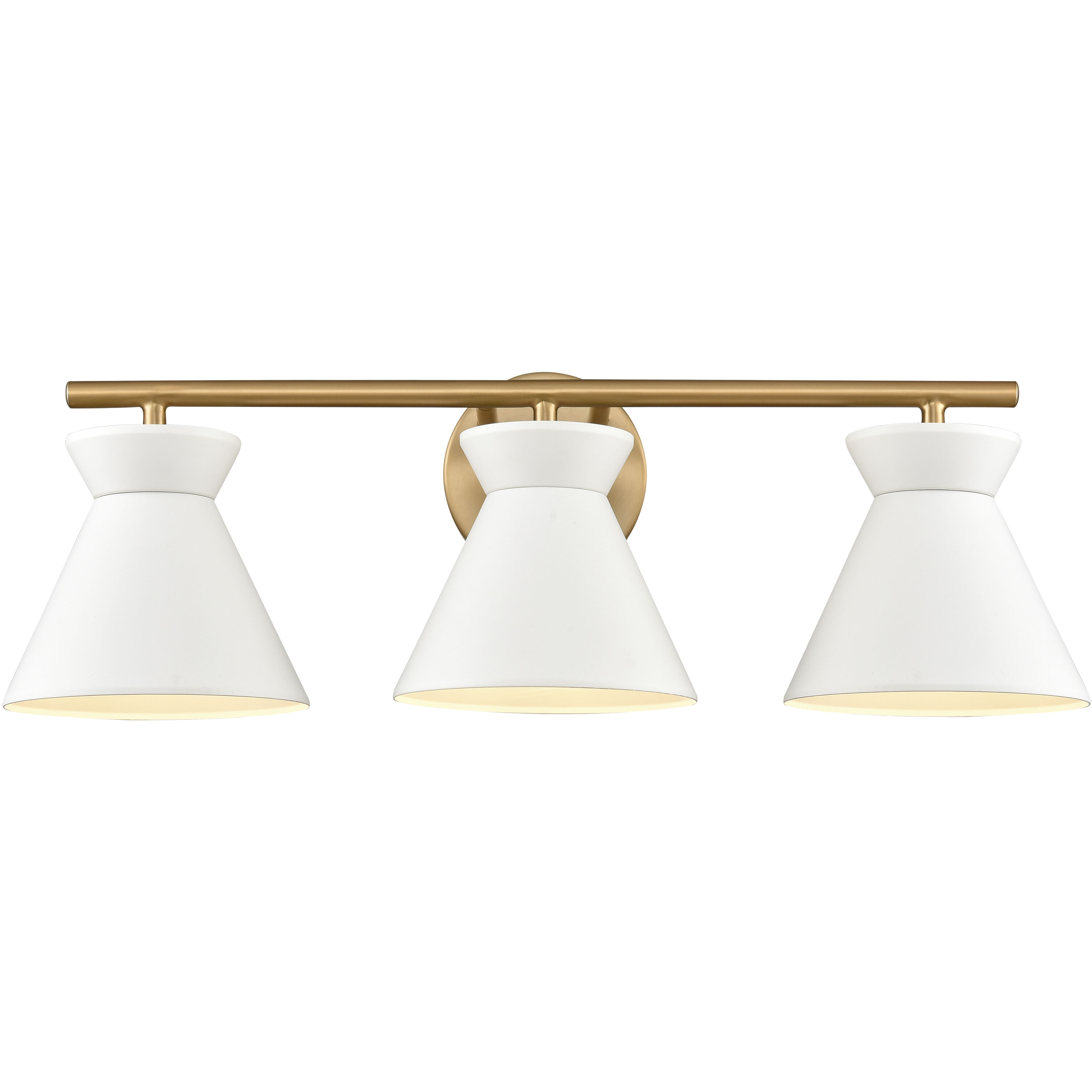 Forme 3 Light 25 inch White with Brushed Gold Vanity Light Wall Light