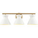 Forme 3 Light 25 inch White with Brushed Gold Vanity Light Wall Light