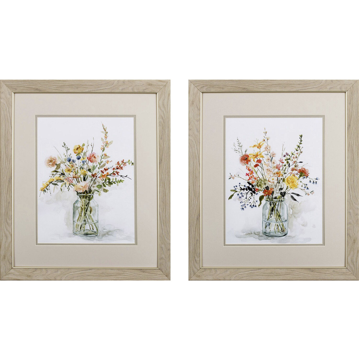 Florals Pink and Blue and Green and Orange Framed Art, Propac