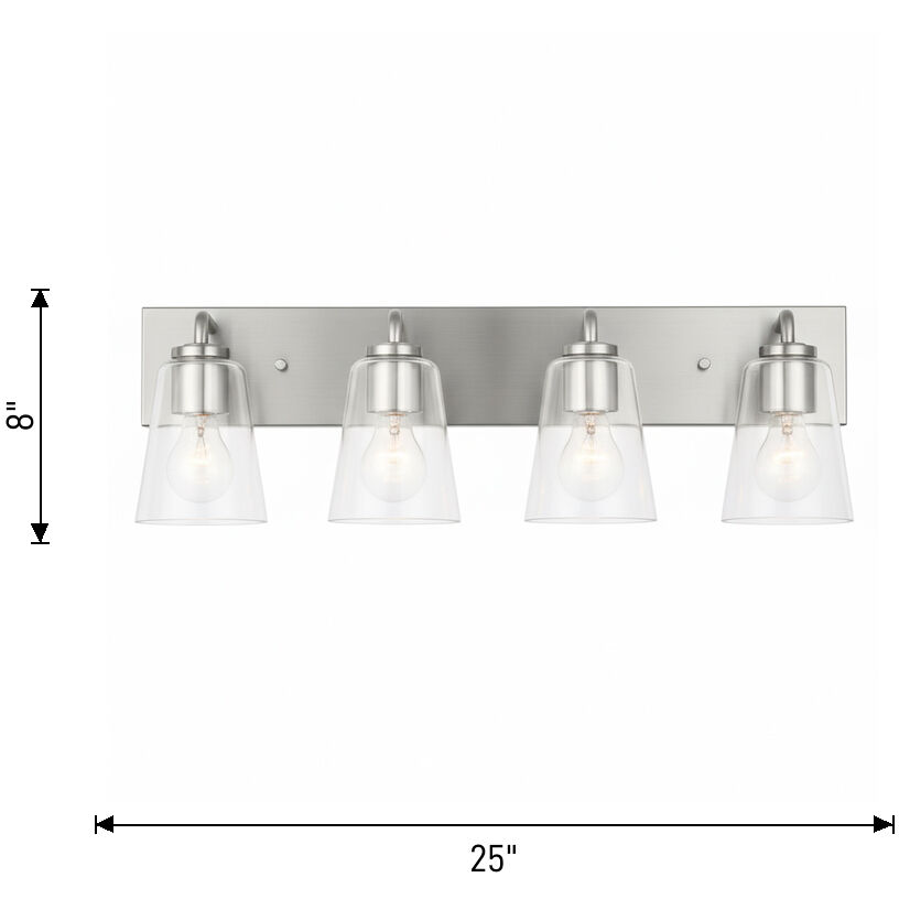 Miles 4 Light 25 inch Chrome Vanity Light Wall Light, Extra Large