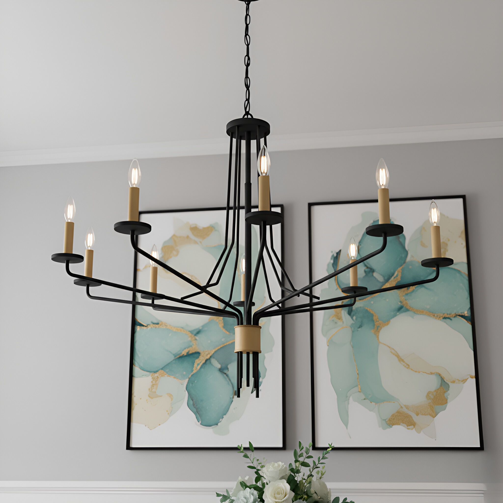 Alexander 8 Light 40 inch Matte Black Chandelier Ceiling Light