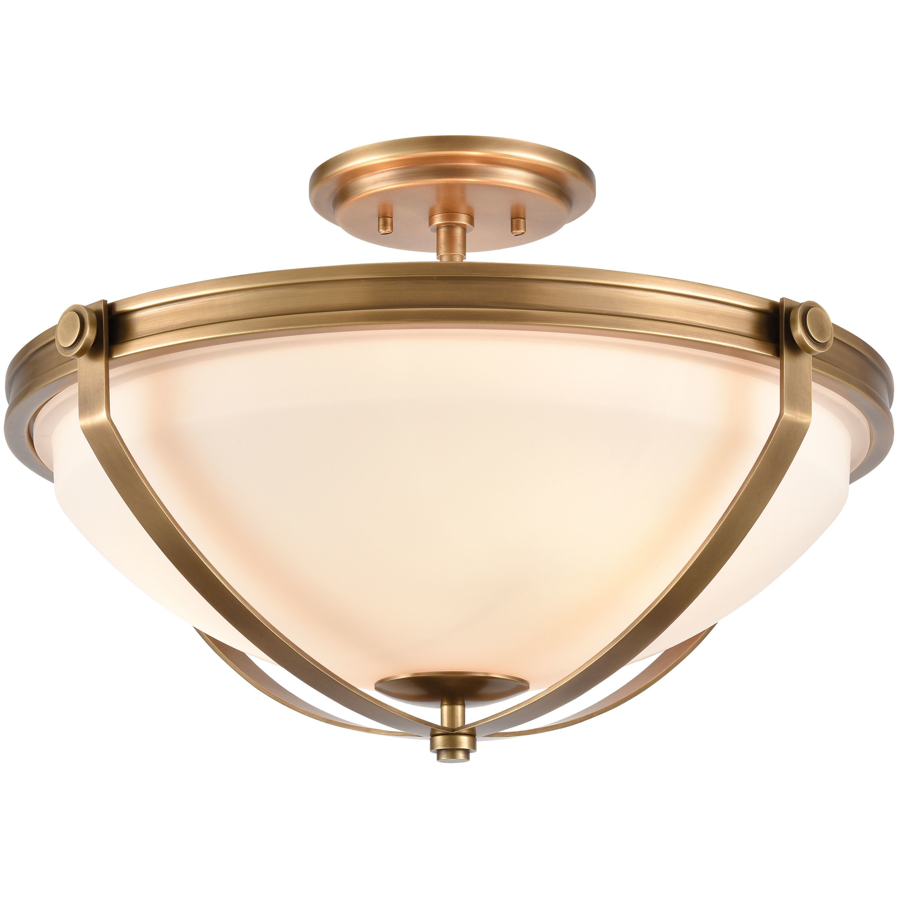 Connelly 3 Light 19 inch Natural Brass Semi Flush Mount Ceiling Light