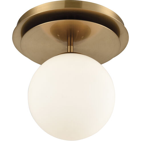 Picfair 1 Light 11 inch Aged Brass Flush Mount Ceiling Light