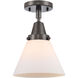Franklin Restoration Large Cone 1 Light 8 inch Oil Rubbed Bronze Flush Mount Ceiling Light in Matte White Glass