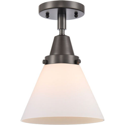 Franklin Restoration Large Cone 1 Light 8 inch Oil Rubbed Bronze Flush Mount Ceiling Light in Matte White Glass