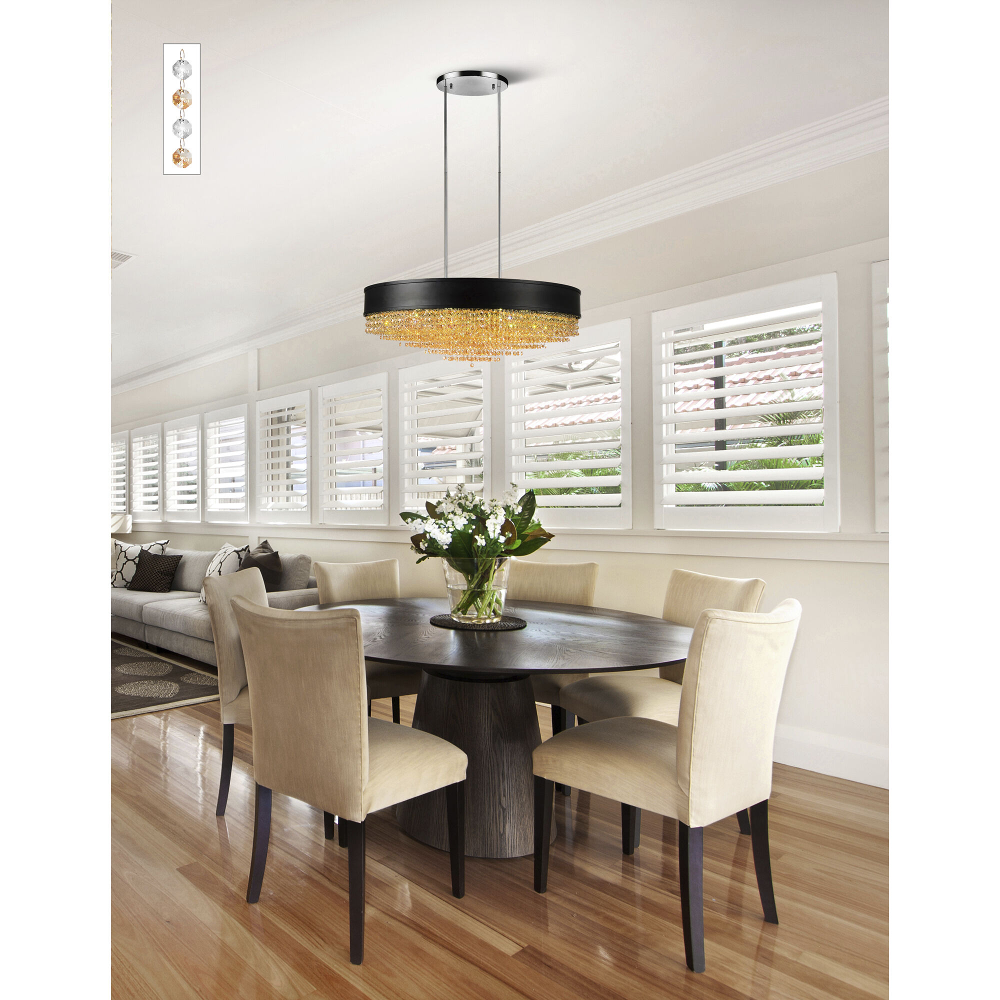 Medina 15 Light 30 inch Black Island/Pool Table Light Ceiling Light