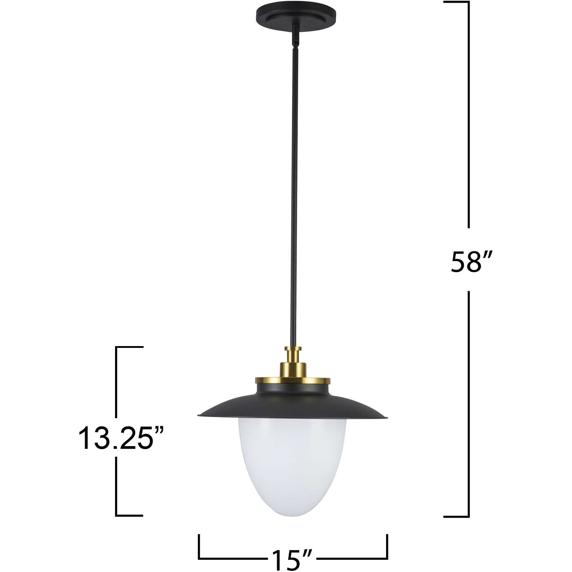 Dahlia 1 Light 15 inch Black and Brass Pendant Ceiling Light