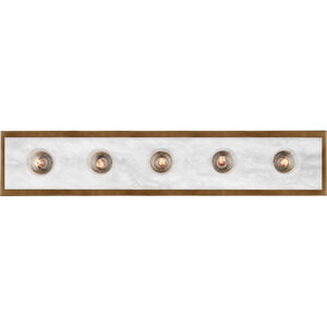Berdine 5 Light 5 inch Natural/Antique Brass Bath Bar Wall Light, Large