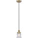 Edison Canton LED 6 inch Antique Brass Mini Pendant Ceiling Light in Seedy Glass