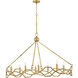 Leona 8 Light 49 inch Distressed Brass Chandelier Ceiling Light
