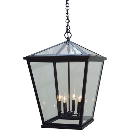 Devonshire 4 Light 17 inch Satin Black Outdoor Pendant in Aerolite