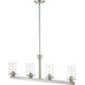 Savannah 4 Light 40 inch Brushed Nickel Linear Chandelier Ceiling Light