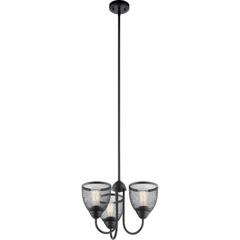 Voclain 3 Light 18 inch Black Chandelier/Semi Flush Ceiling Light