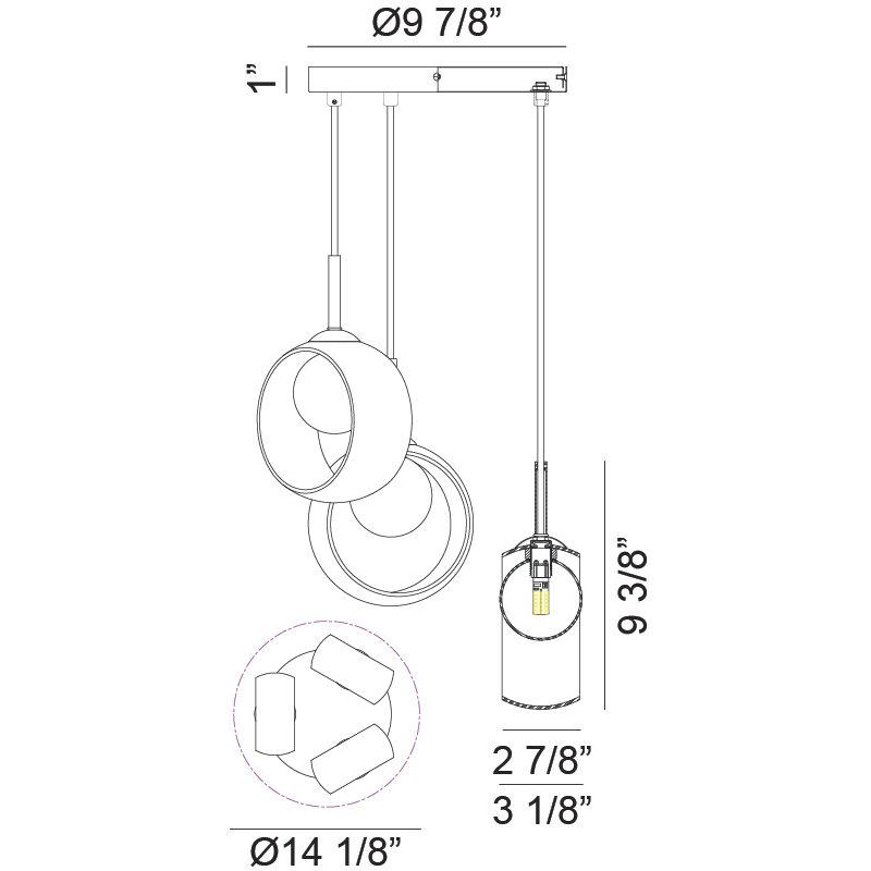 Delcia LED 14.13 inch Black Pendant Ceiling Light in Black and Smoke