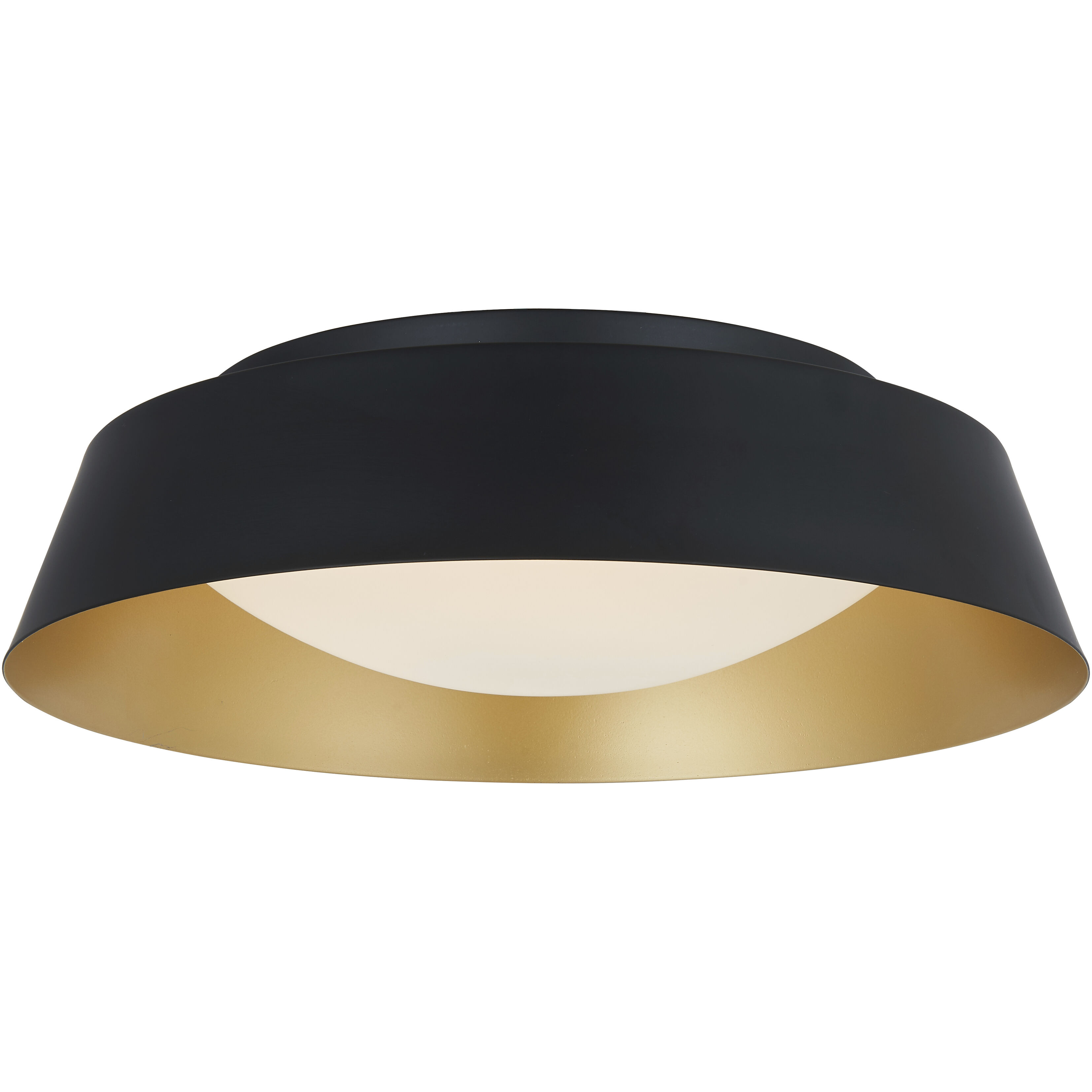 Flare LED 15 inch Matte Black with Gold inner Flush Mount Ceiling Light