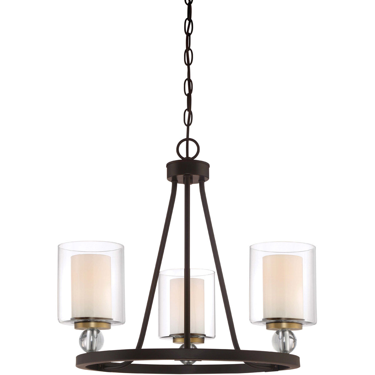 Studio 5 3 Light 22 inch Painted Bronze/Natural Brush Chandelier Ceiling Light