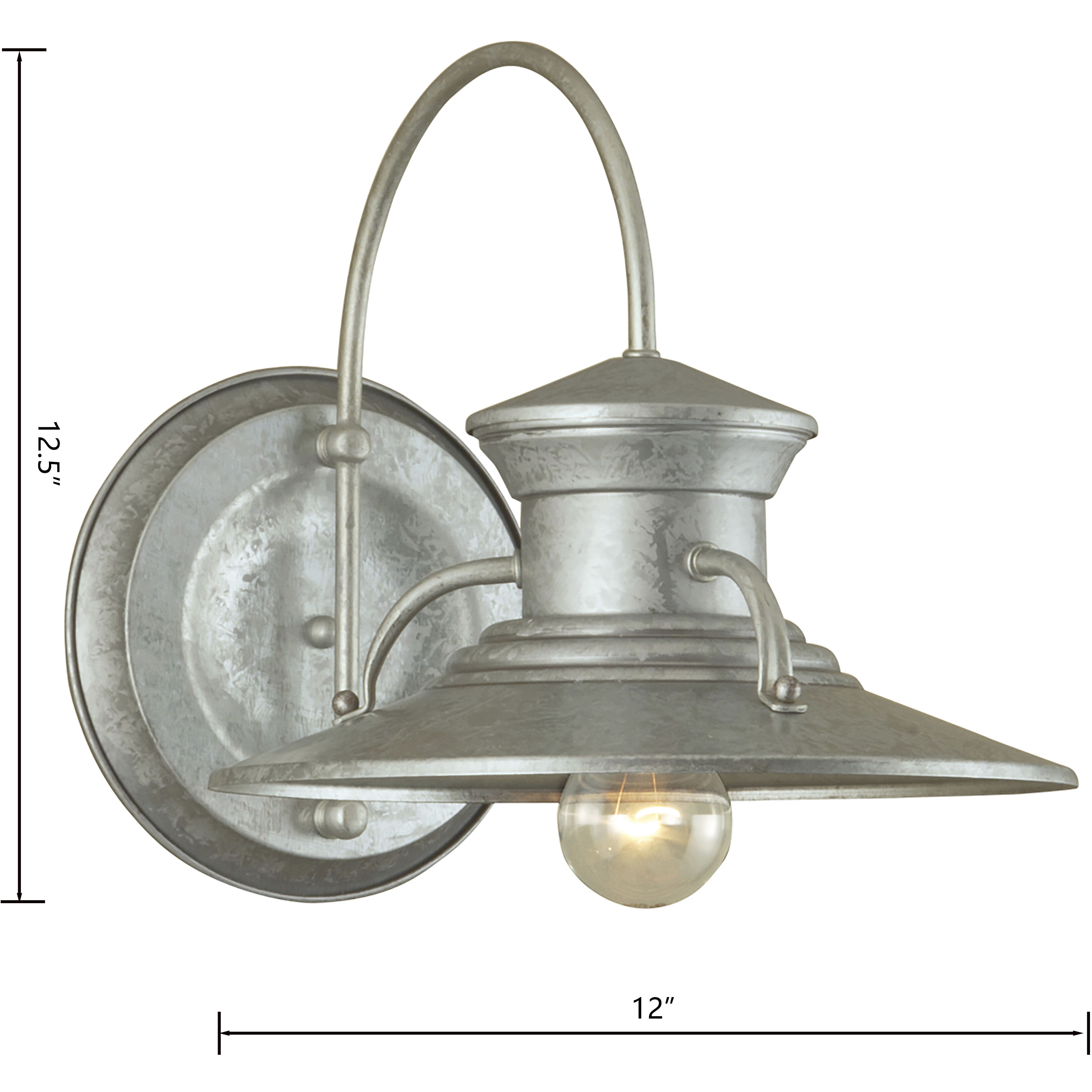 Budapest 1 Light 12.5 inch Galvanized Silver Outdoor Wall Sconce
