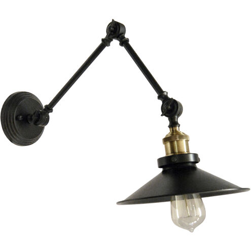 Transitional 24 inch 60.00 watt Black Task Wall Light, Hinge