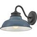Wallace Outdoor Barn Light in Museum Black with Denim Blue, Gooseneck