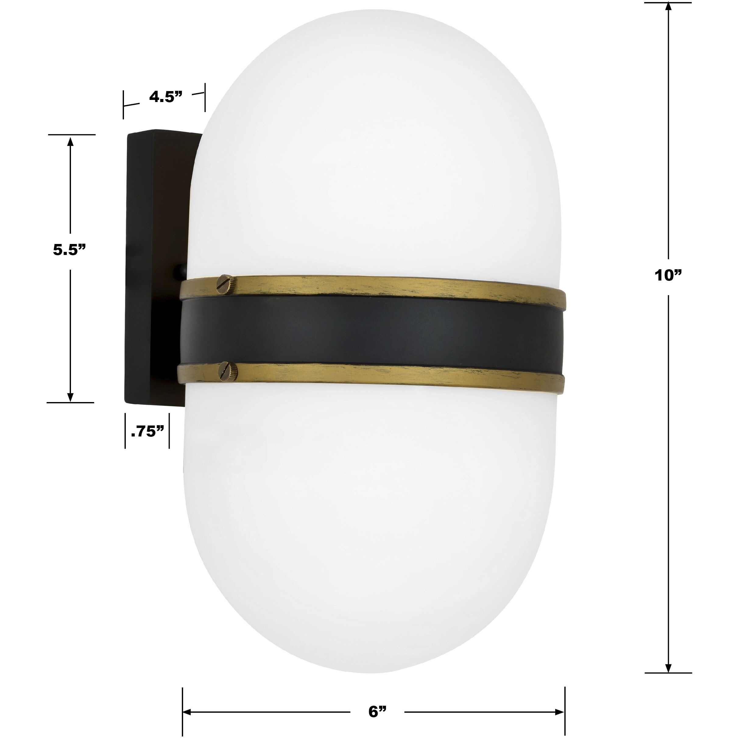 Capsule 1 Light 10 inch Matte Black/Textured Gold Outdoor Sconce, Brian Patrick Flynn