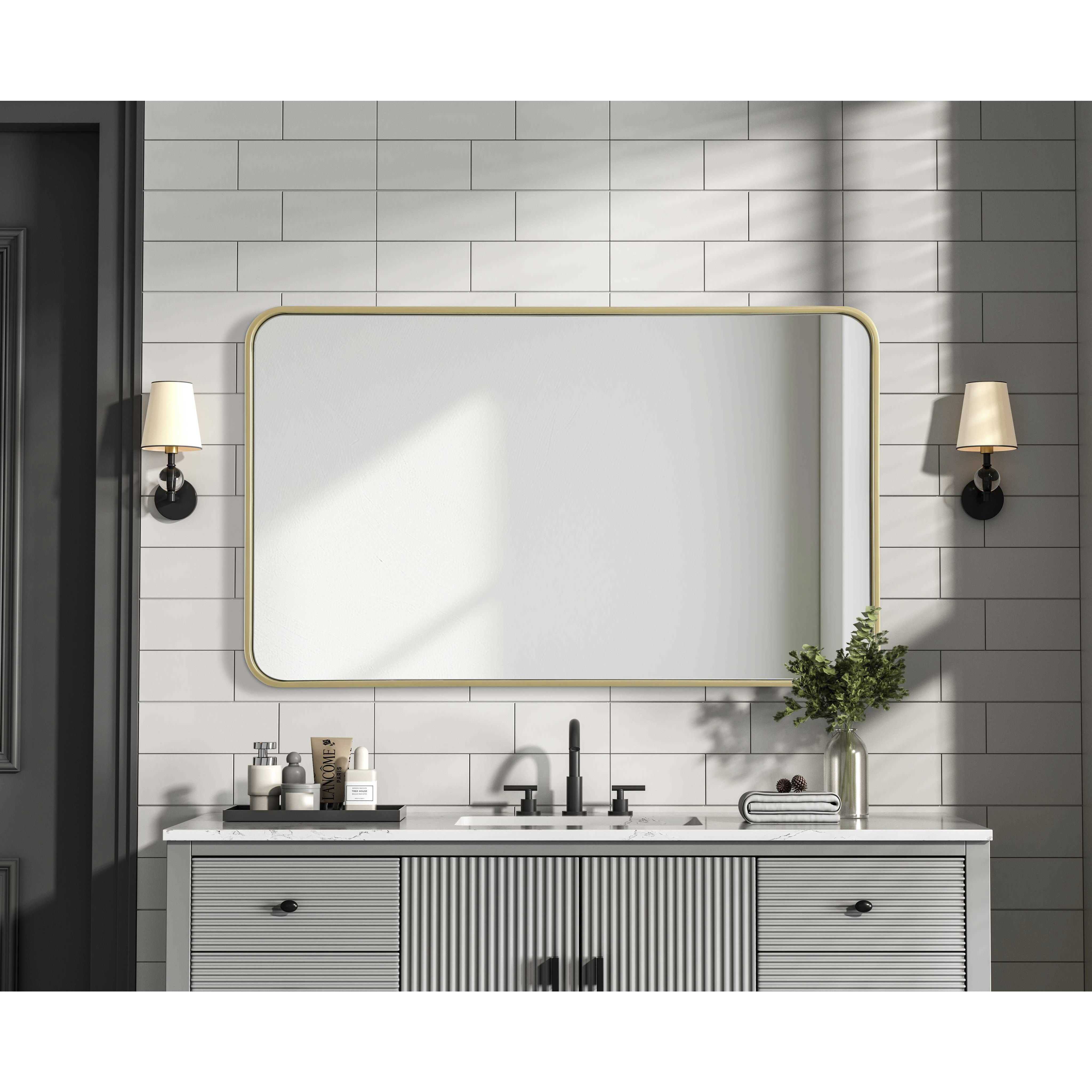 Remy 40 X 24 inch Brass Mirror