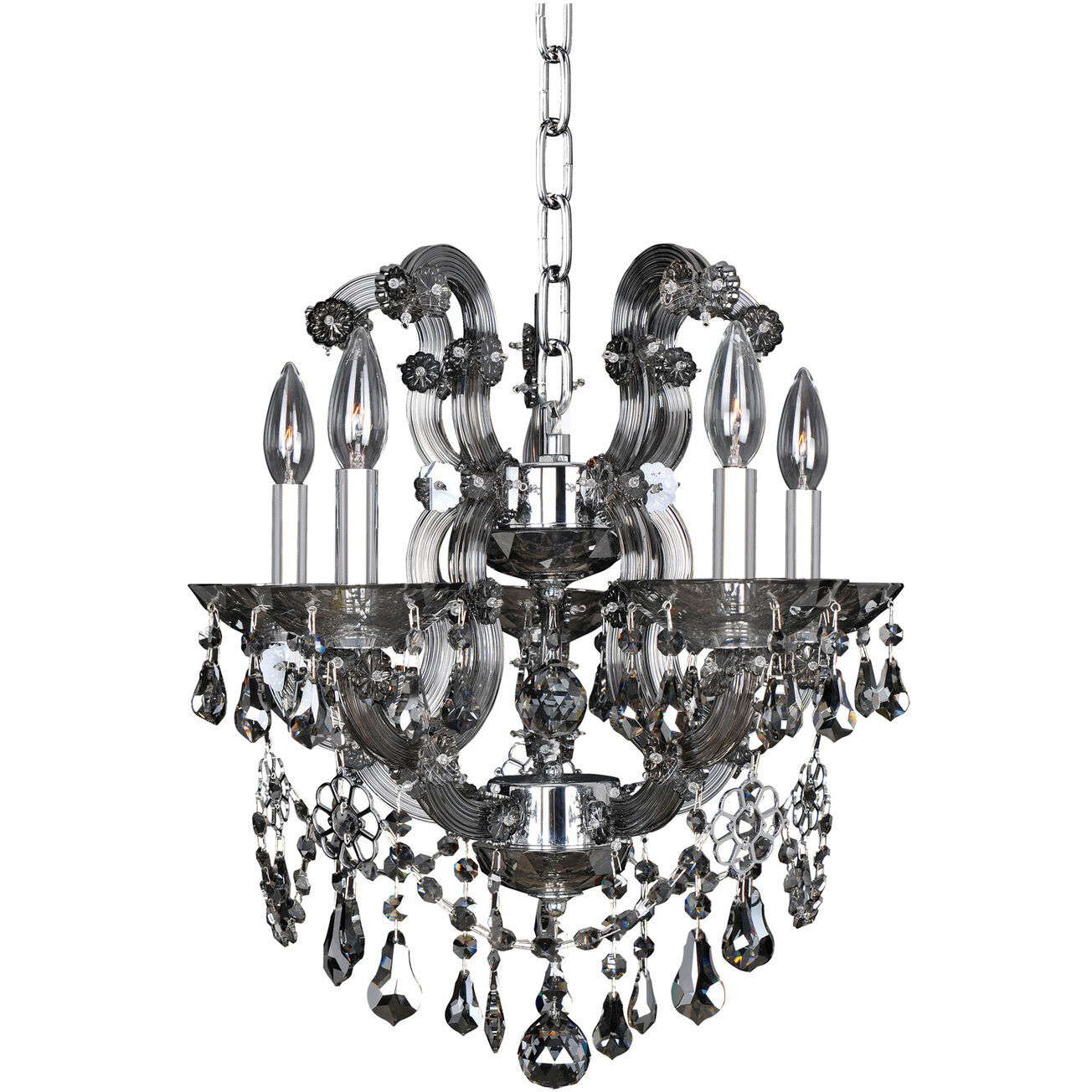 Brahms 5 Light 16 inch Chrome Chandelier Ceiling Light in Firenze Clear