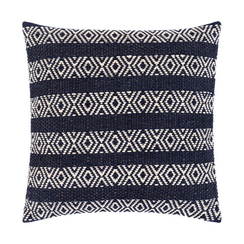 Ibiza 18 X 18 inch Navy/Metallic - Champagne/Ivory Pillow Kit, Square