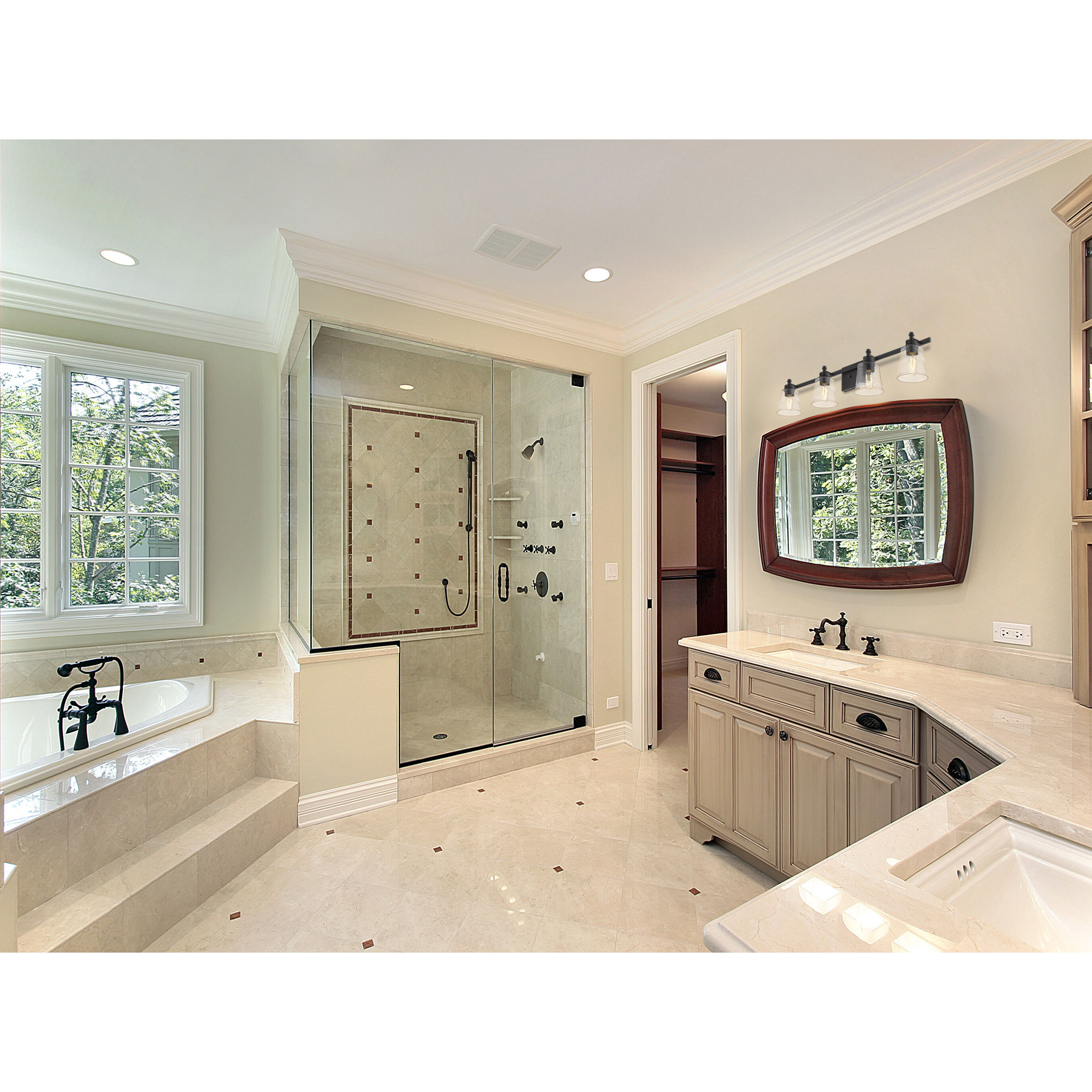 Bohin 4 Light 32 inch Matte Black Vanity Wall Light