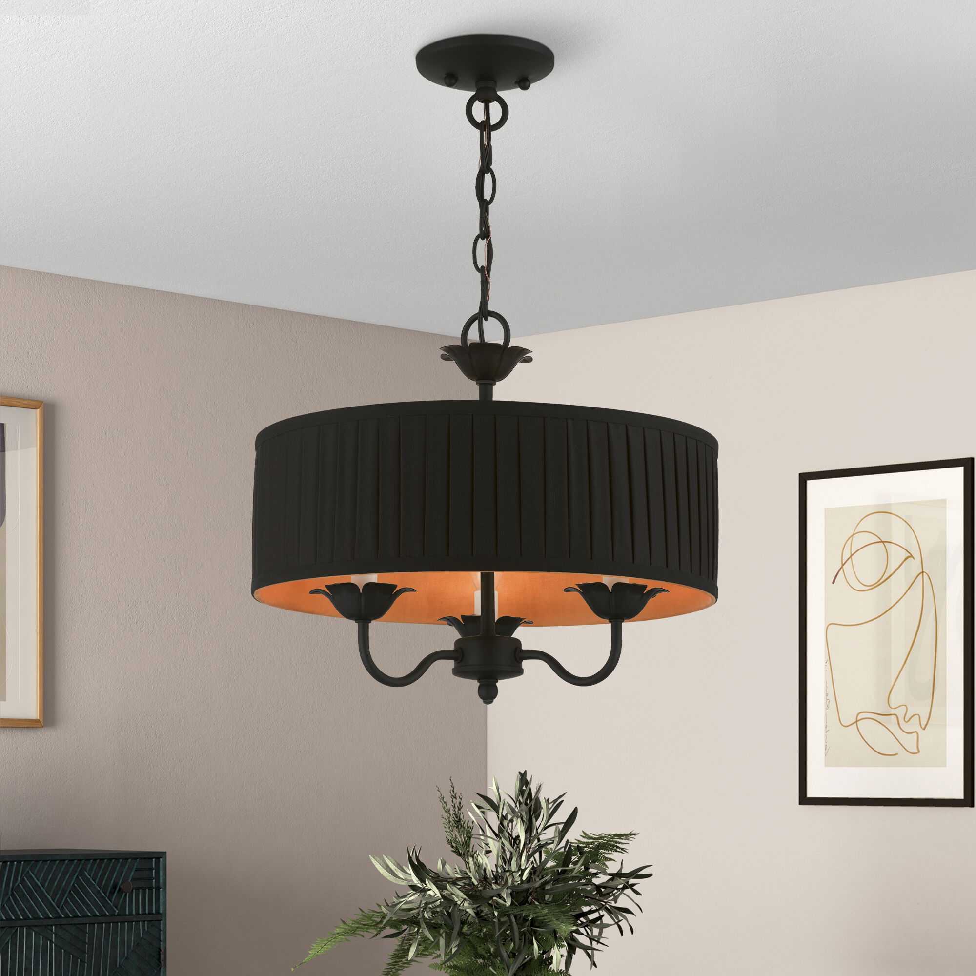 Harrington 3 Light 16 inch Black Pendant Chandelier Ceiling Light