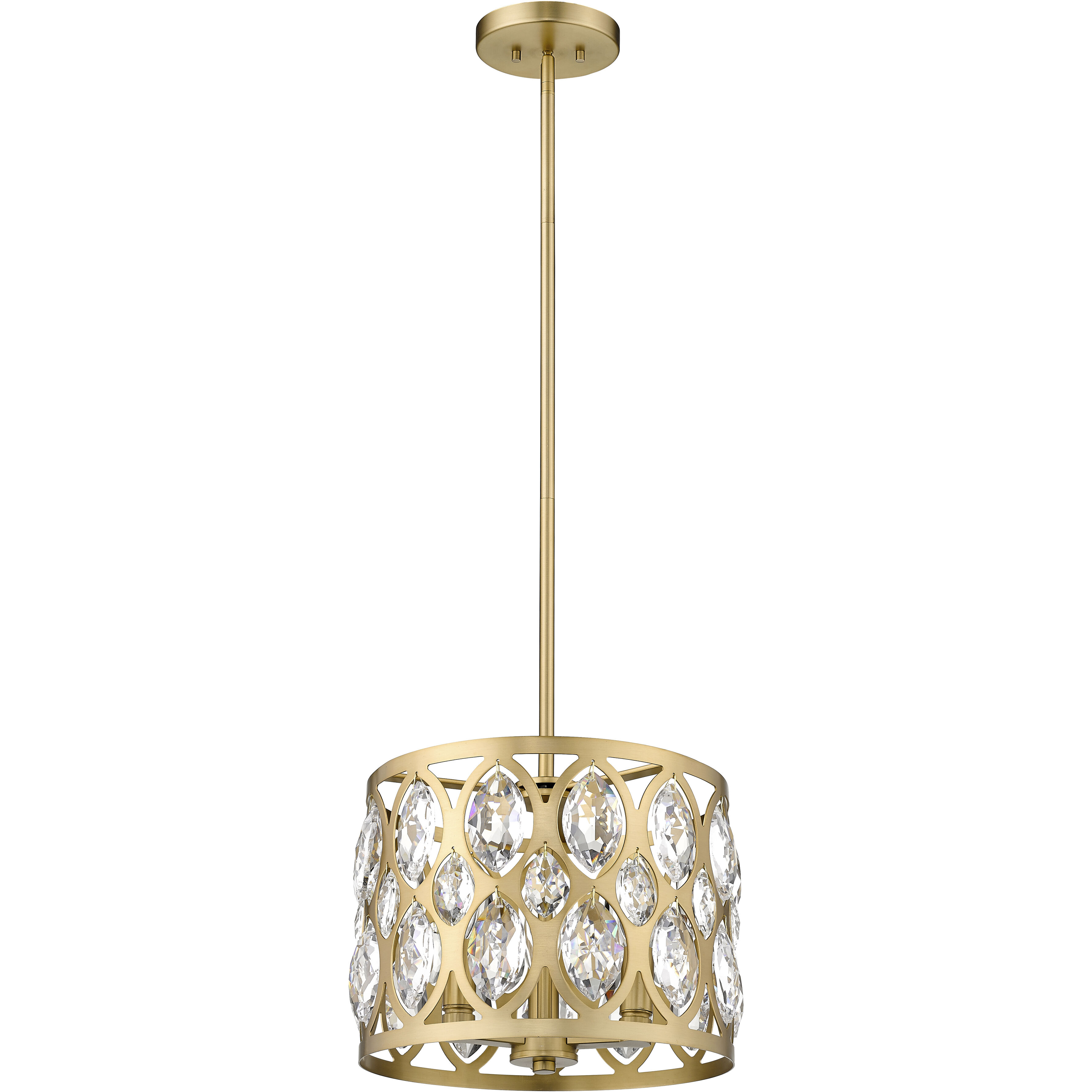 Dealey 3 Light 12 inch Heirloom Brass Chandelier Ceiling Light