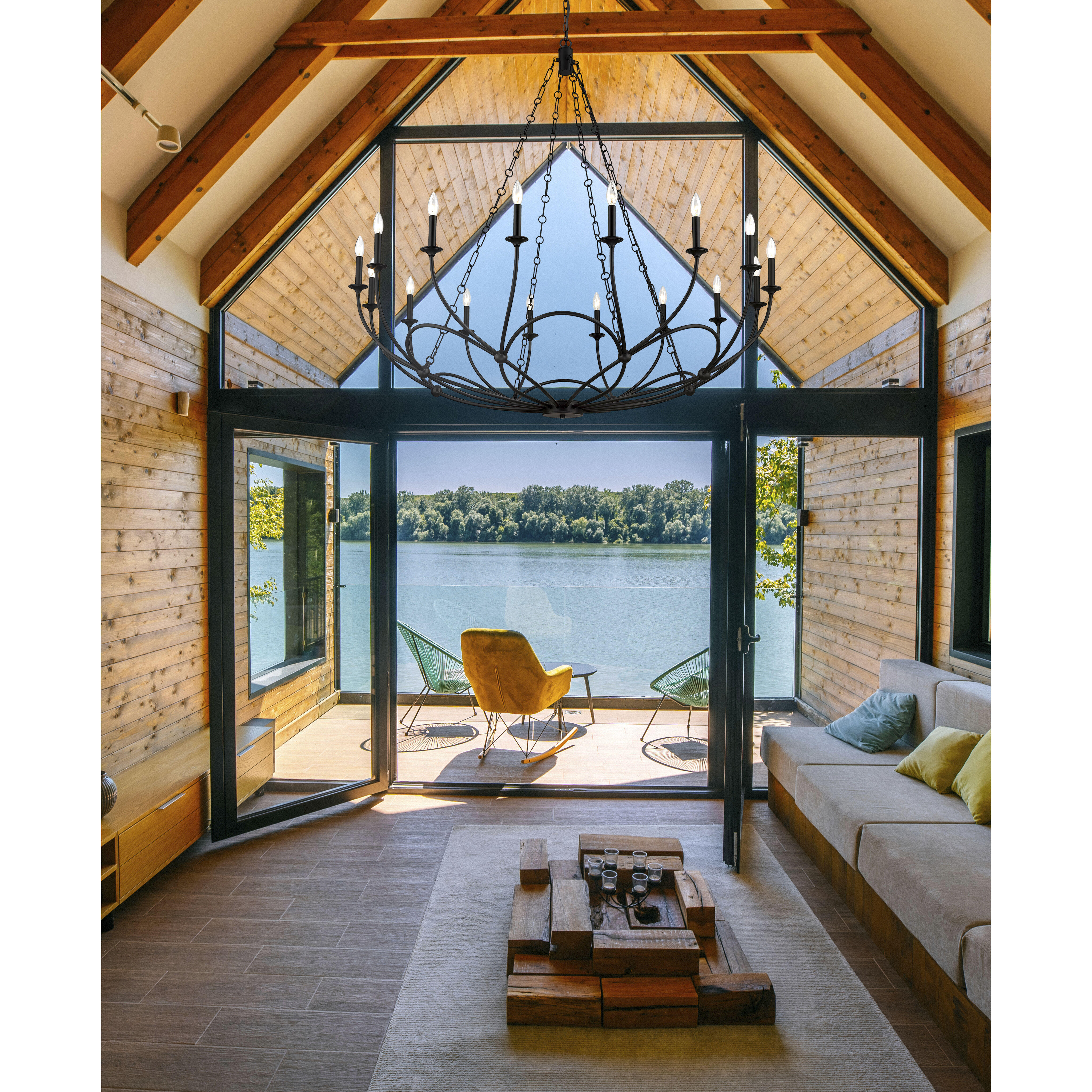 Arabella 16 Light 55 inch Matte Black Chandelier Ceiling Light