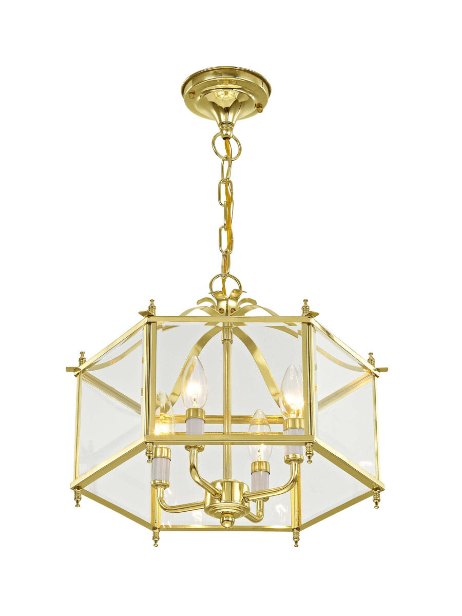 Livingston 4 Light 16 inch Polished Brass Convertible Pendant/Ceiling Mount Ceiling Light