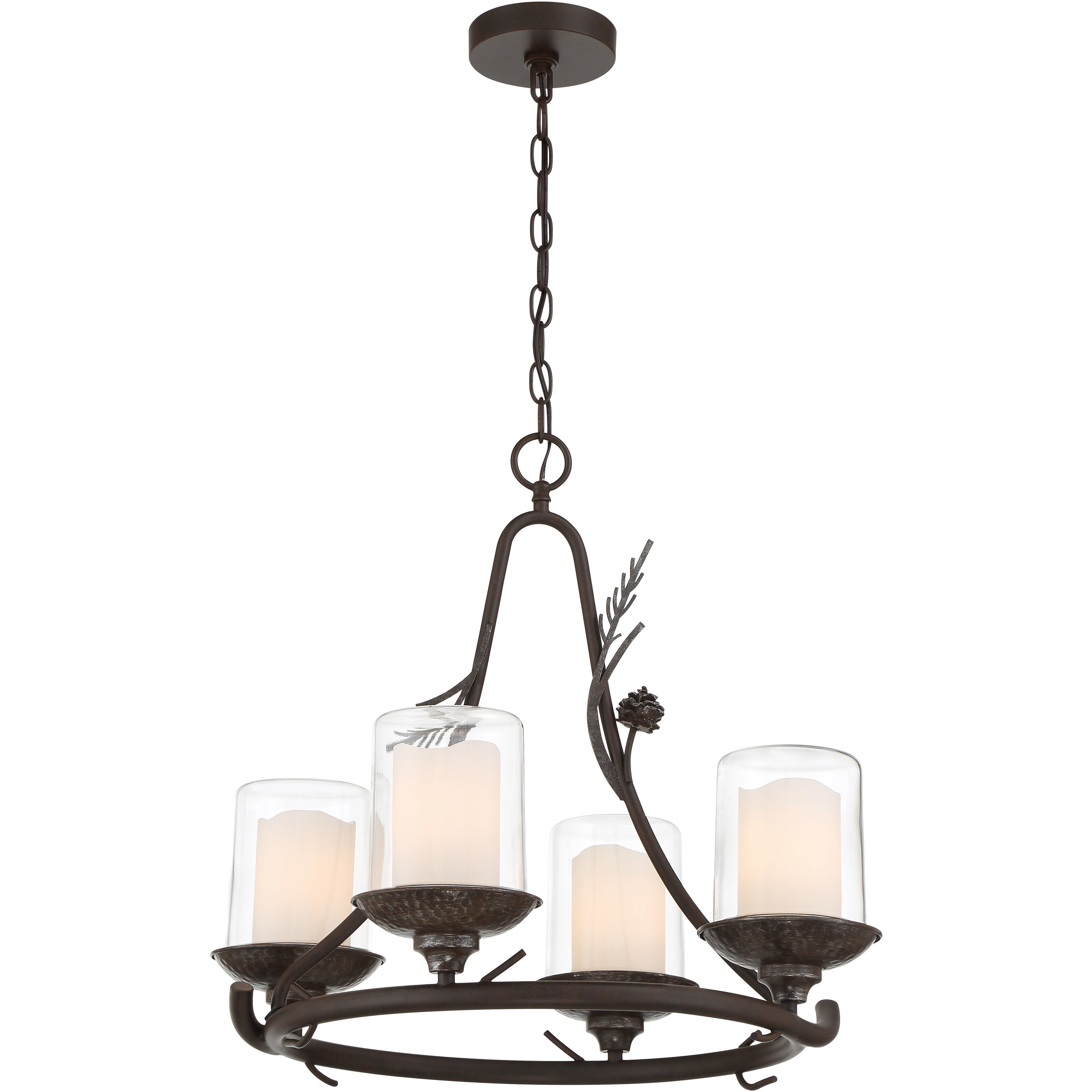 Ponderosa Ridge 4 Light 22 inch Weathered Spruce/Silver Highlights Chandelier Ceiling Light