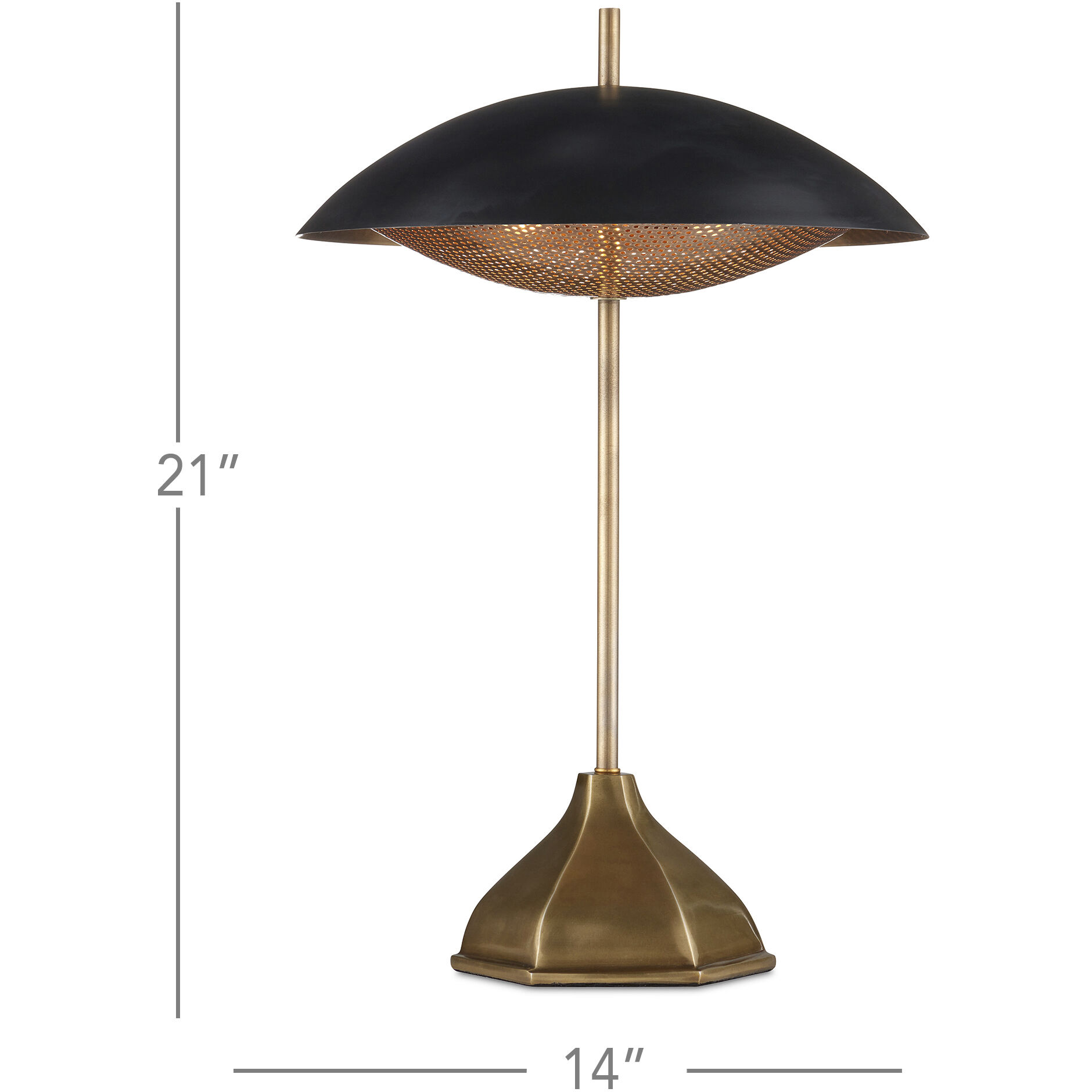 Domville 21 inch 7 watt Antique Brass/Black Table Lamp Portable Light